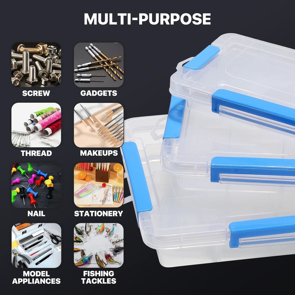 Grids DIY Organizer Container Box With Adjustable Dividers Clear Plastic 1