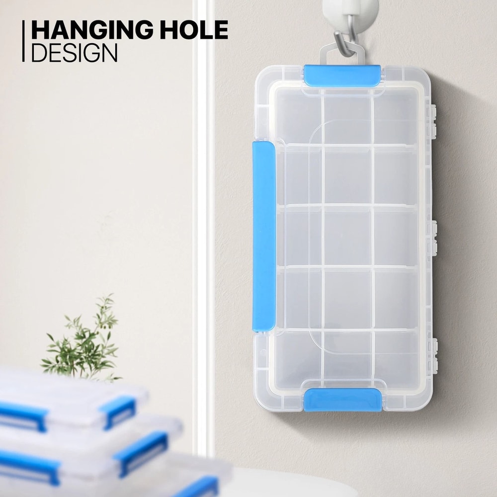 Grids DIY Organizer Container Box With Adjustable Dividers Clear Plastic 2