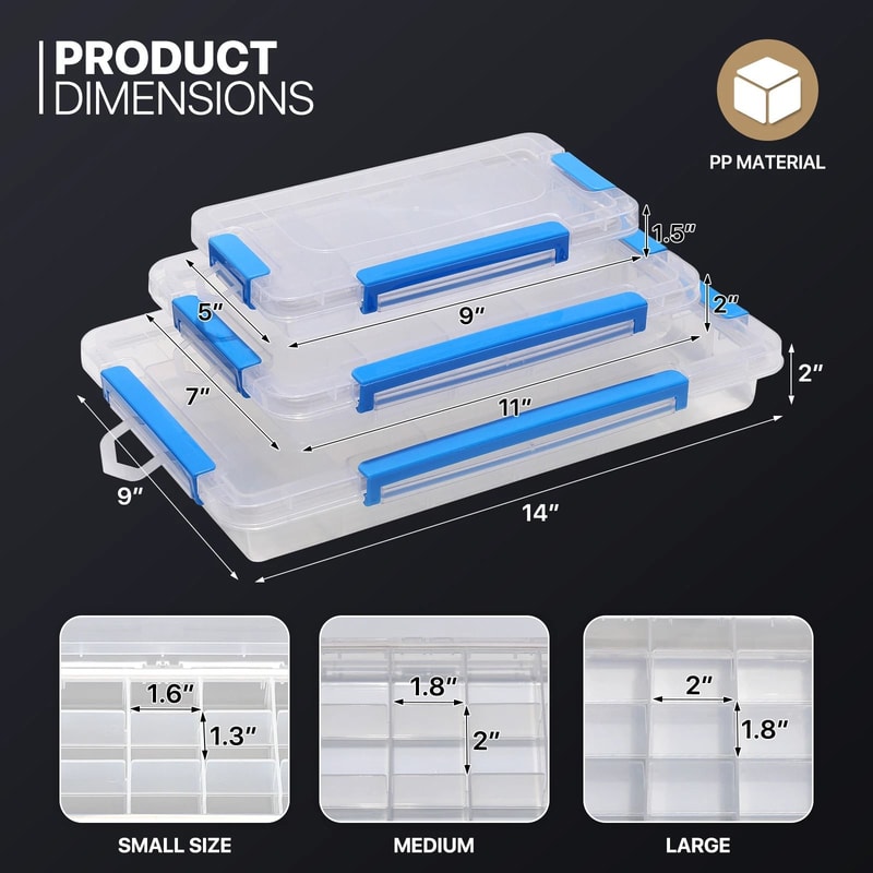 Grids DIY Organizer Container Box With Adjustable Dividers Clear Plastic 3