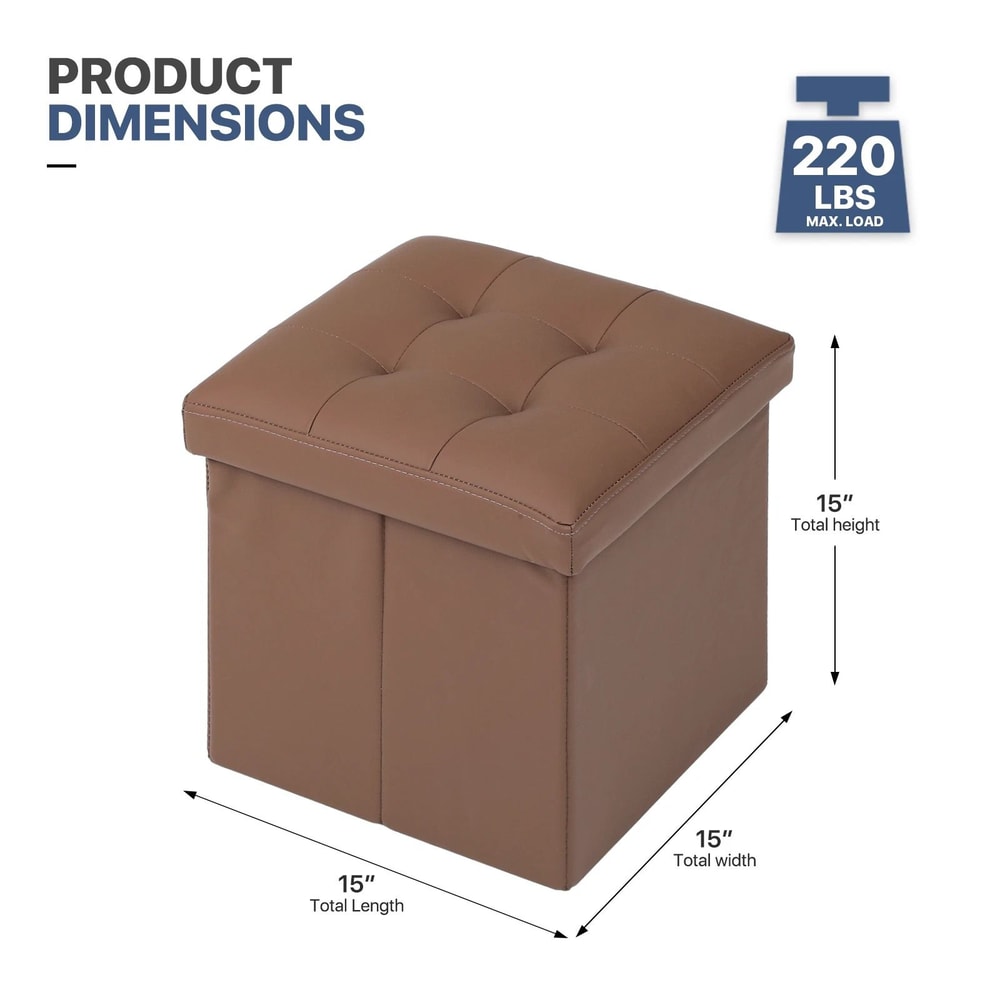 Folding Storage Ottoman Foot Rest Stool Bench With Flipping Lid 5