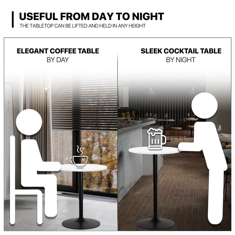 Wooden Round Bar Pub Table With Adjustable Height Chrome Base Perfect For Kitchen Dining Spaces 3