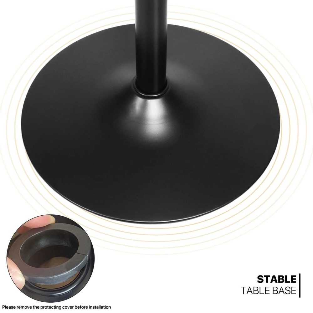 Wooden Round Bar Pub Table With Adjustable Height Chrome Base Perfect For Kitchen Dining Spaces 2