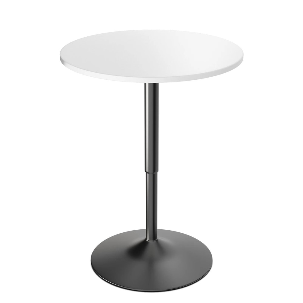 Wooden Round Bar Pub Table With Adjustable Height Chrome Base Perfect For Kitchen Dining Spaces 6