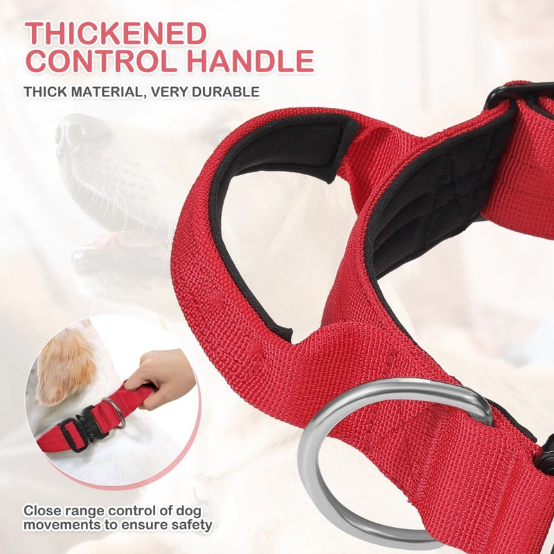 Reflective Nylon Dog Collar With Handle Adjustable Comfortable Soft Puppy Neck Collar For Safe Wal 5