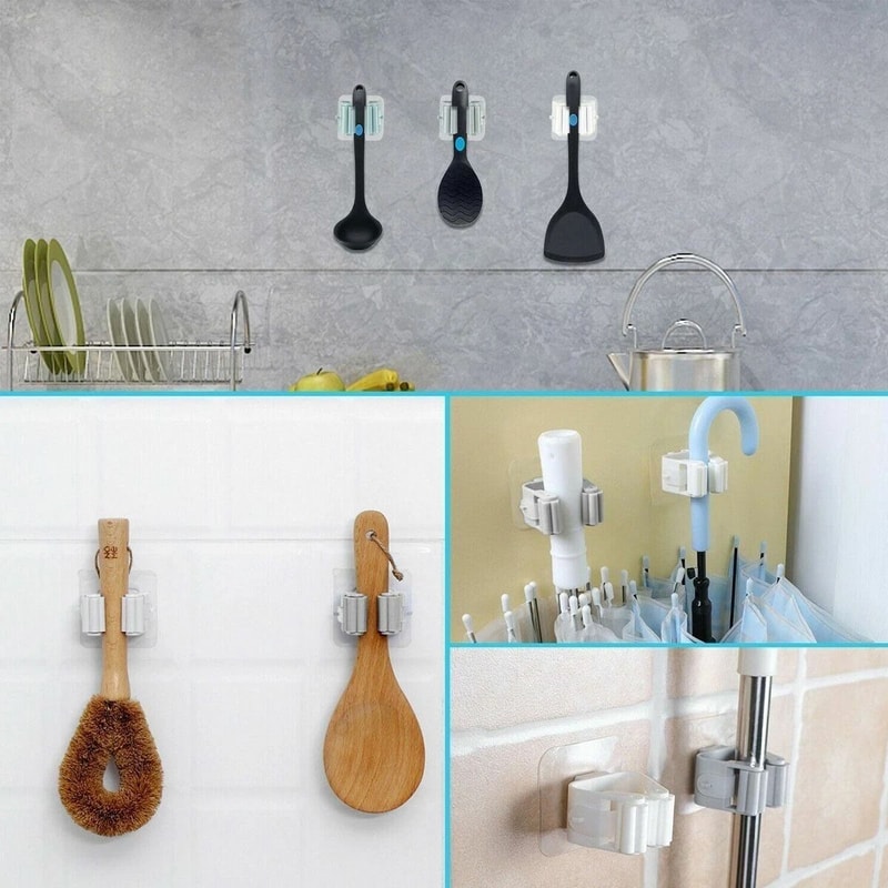 Wall Mount Mop Holder Broom Organizer Garage Tool Storage 1