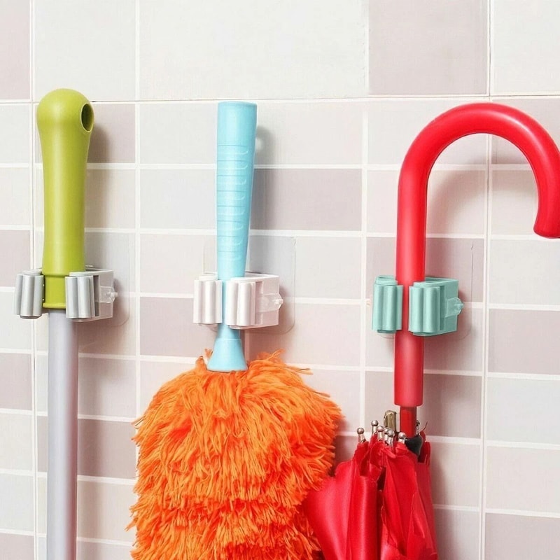 Wall Mount Mop Holder Broom Organizer Garage Tool Storage 6