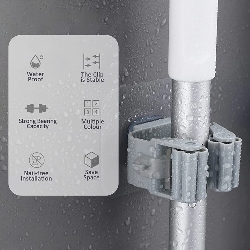 Wall Mount Mop Holder Broom Organizer Garage Tool Storage 8