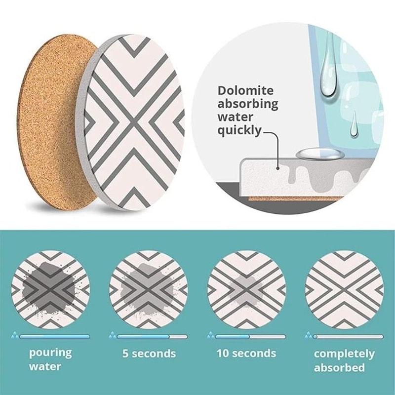 Absorbent Ceramic Coasters With Holder Ideal Drink Mat For Coffee Tea Cup Decor 4