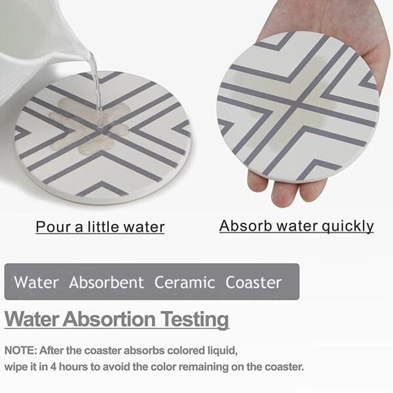 Absorbent Ceramic Coasters With Holder Ideal Drink Mat For Coffee Tea Cup Decor 5