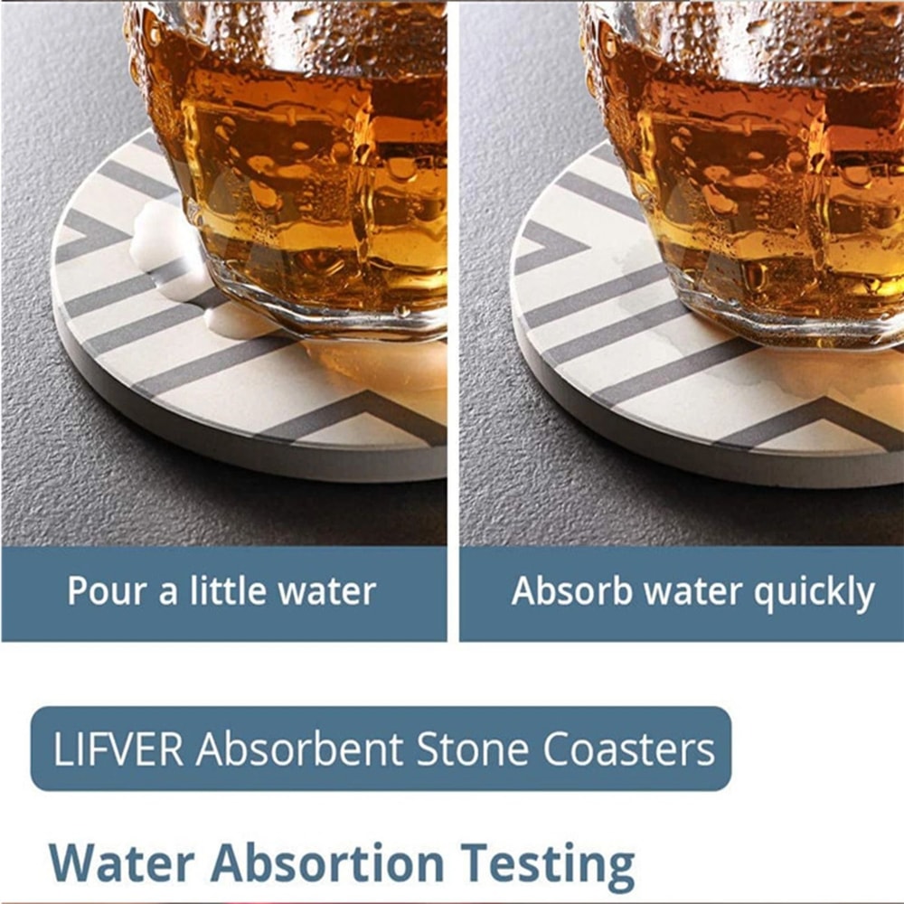 Absorbent Ceramic Coasters With Holder Ideal Drink Mat For Coffee Tea Cup Decor 6