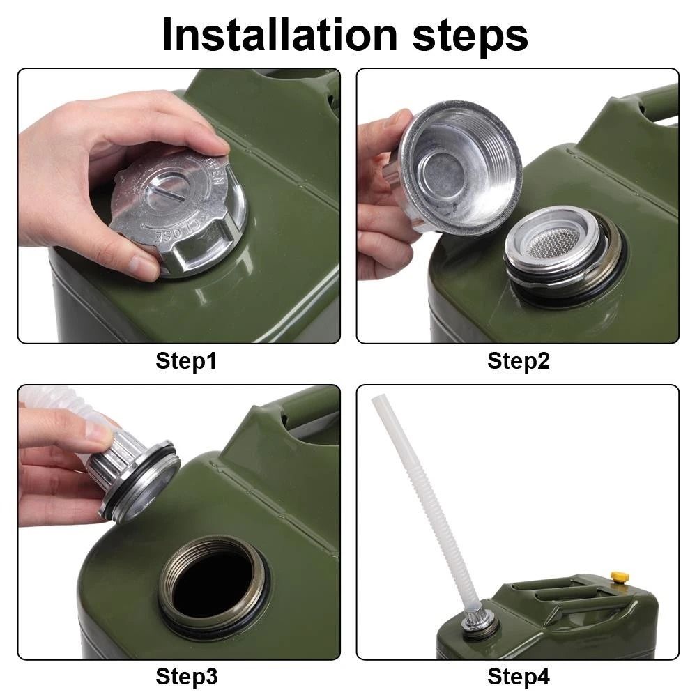 Gas Fuel Can HeavyDuty Steel Tank With Spout For Gasoline Storage 6