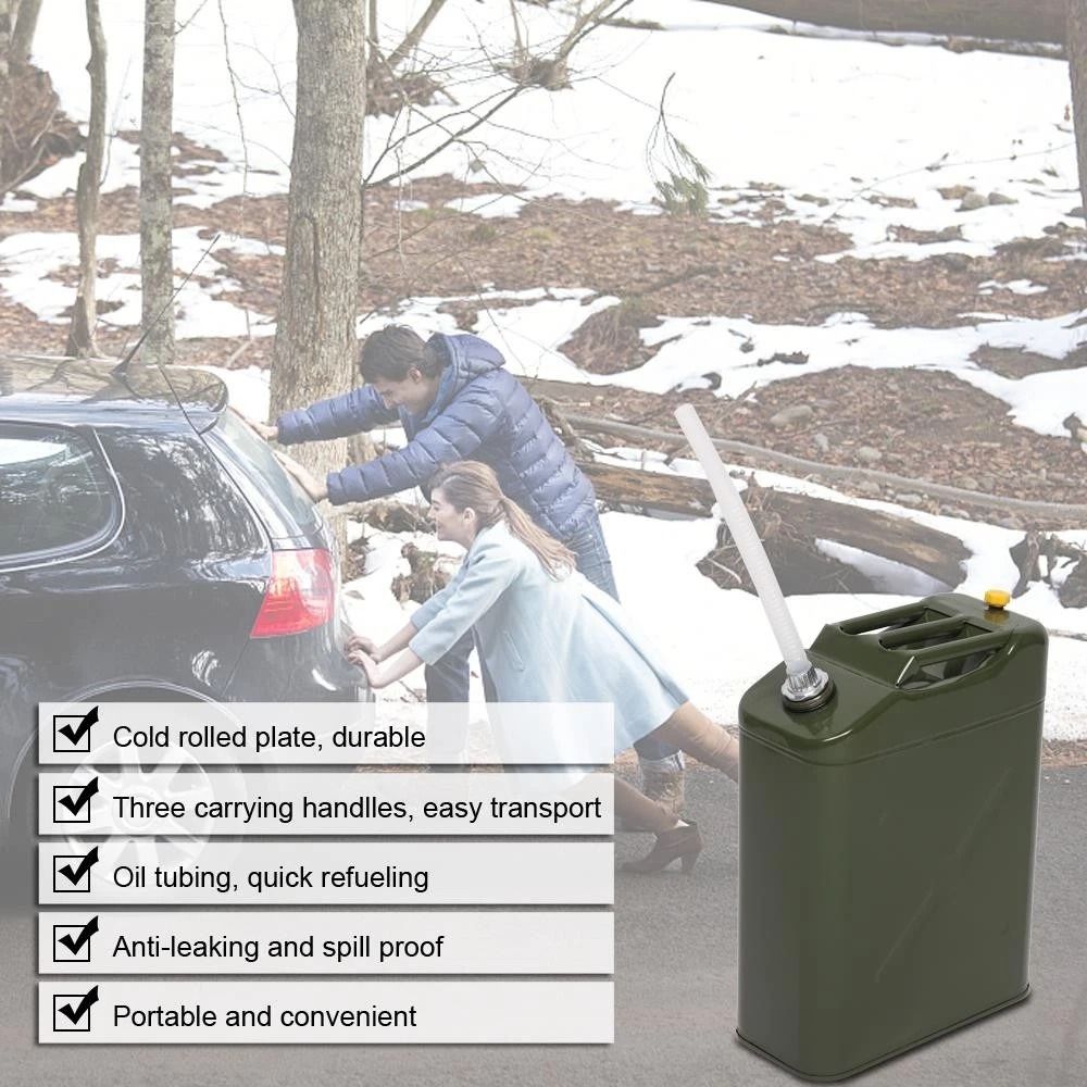 Gas Fuel Can HeavyDuty Steel Tank With Spout For Gasoline Storage 7