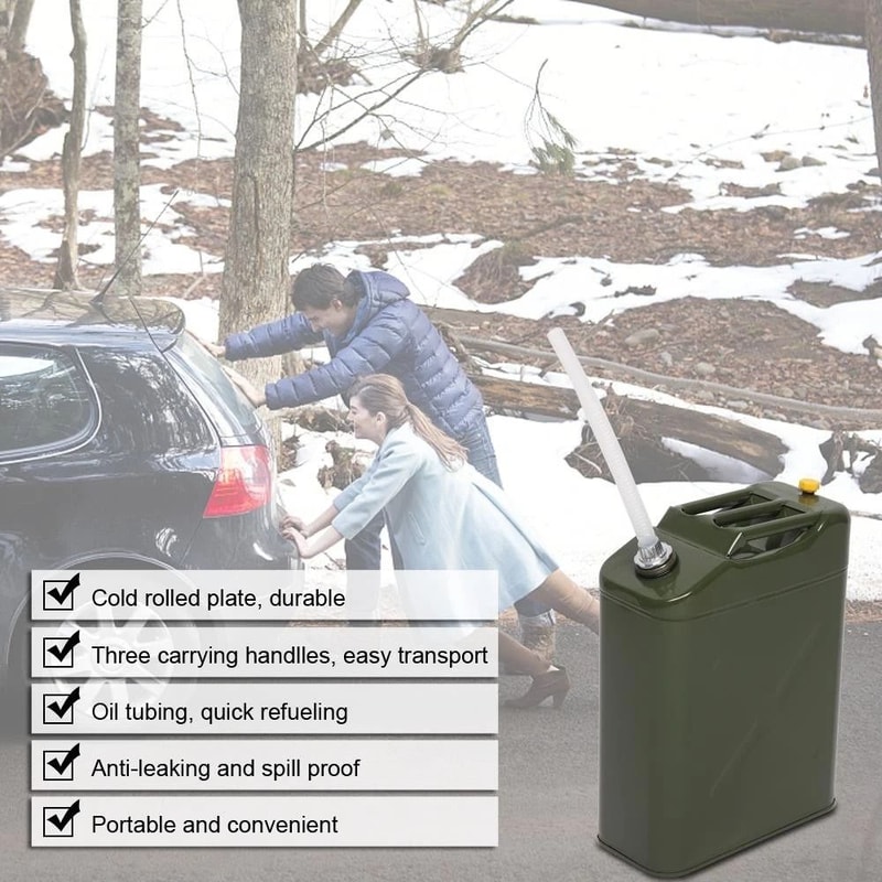 Gas Fuel Can HeavyDuty Steel Tank With Spout For Gasoline Storage 7