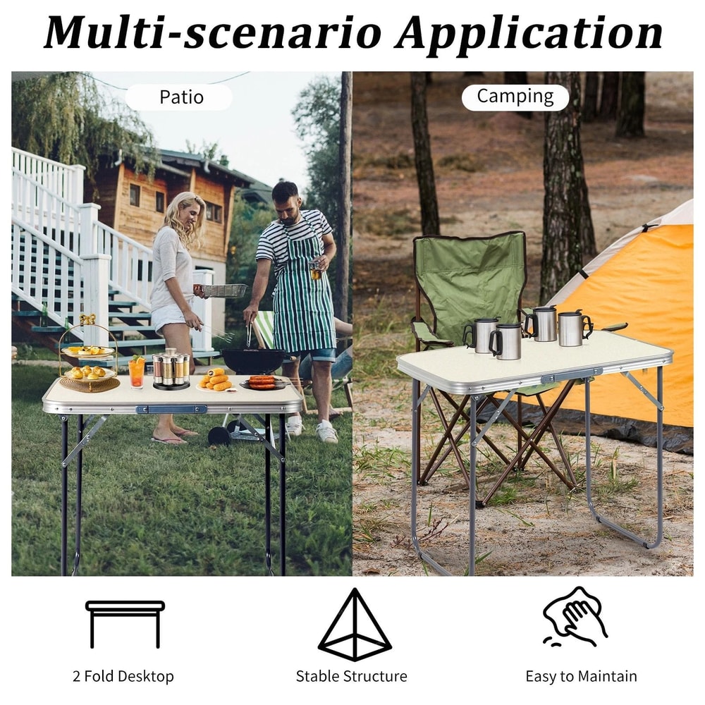 Portable Aluminum Folding Table Perfect For Picnic Camping And Outdoor Activities Adjustable Heig 4