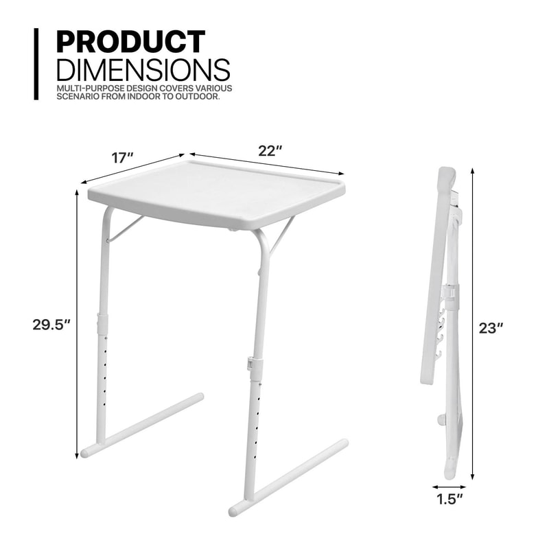 Folding Adjustable Height TV Tray Portable Sofa Bed Side Table Laptop Desk 4
