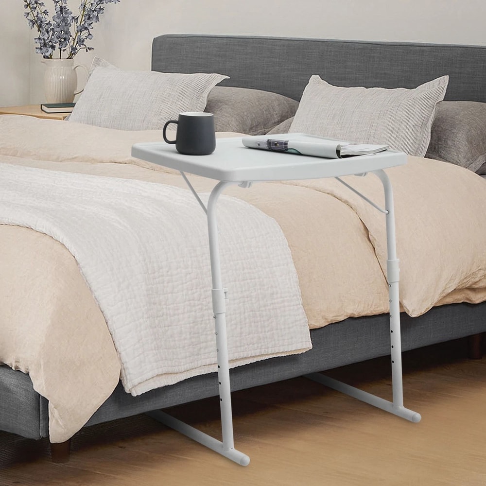 Folding Adjustable Height TV Tray Portable Sofa Bed Side Table Laptop Desk 0