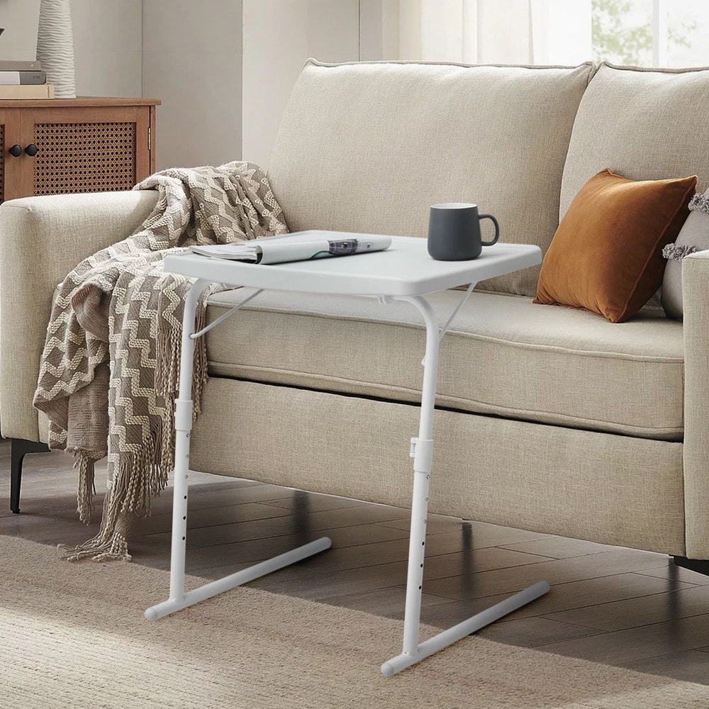 Folding Adjustable Height TV Tray Portable Sofa Bed Side Table Laptop Desk 1