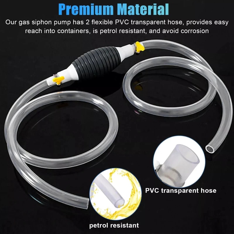 Portable Manual Siphon Hand Pump For Car Fuel Transfer Gasoline Petrol Diesel 7