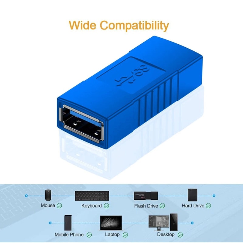 USB Female To Female Adapter Coupler HighSpeed Data Connector 1