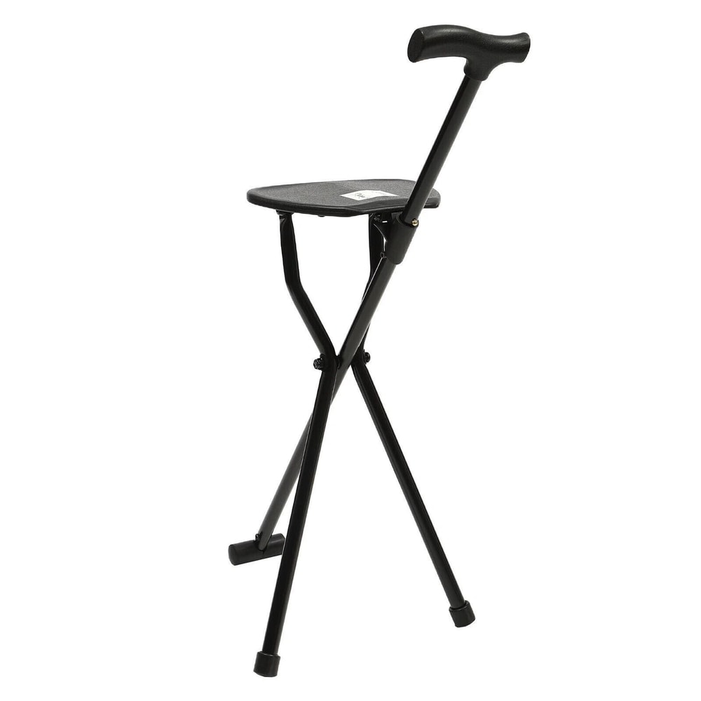 Folding Walking Cane With Tripod Chair Seat Stool Heavy Duty Adjustable Portable For Seniors And D 2