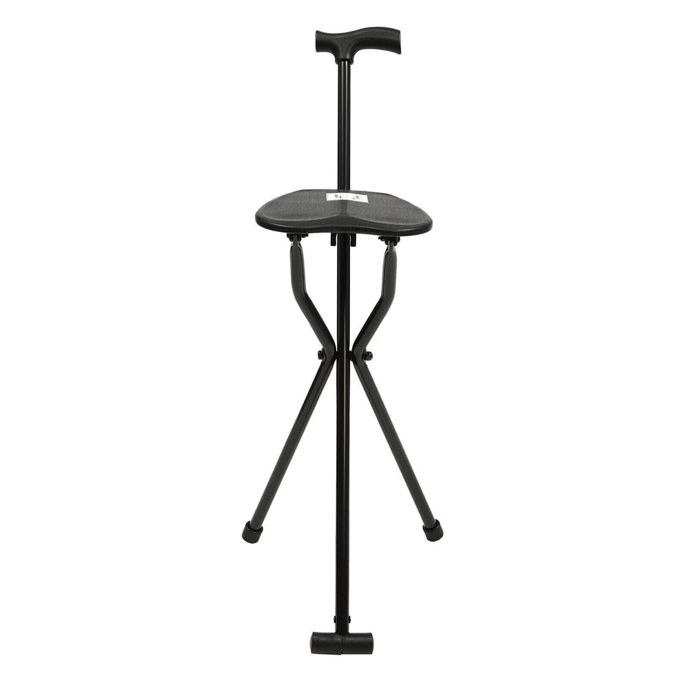Folding Walking Cane With Tripod Chair Seat Stool Heavy Duty Adjustable Portable For Seniors And D 5