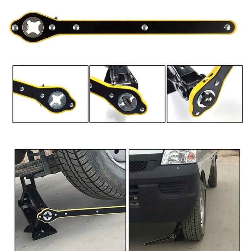 LaborSaving Car Scissor Jack Ratchet Wrench Tire Wheel Lug Wrench Tool 3