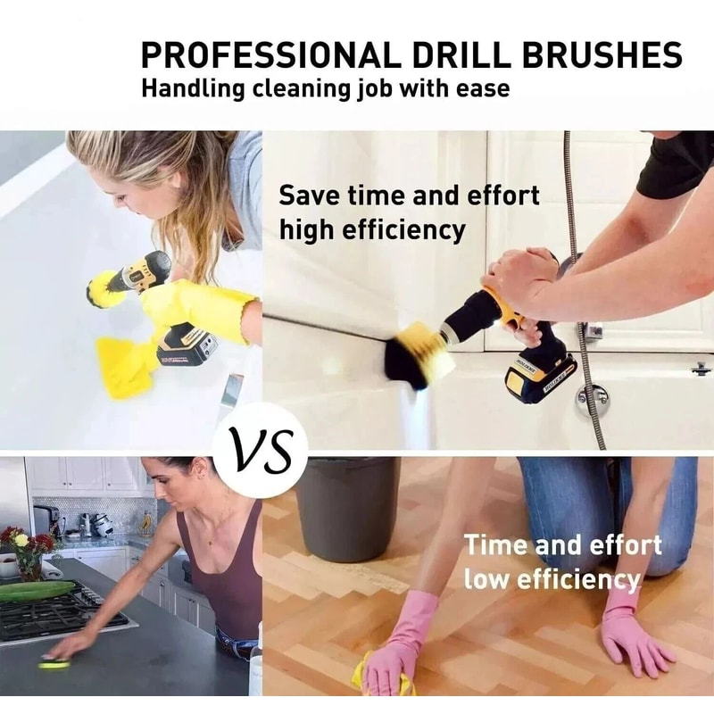 Drill Brush Set For Power Scrubber Attachments Ideal For Carpet Tile Grout Cleaning 7
