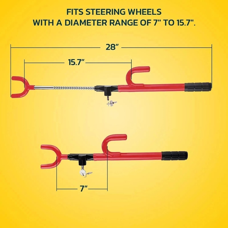 Steering Wheel Lock With Twin Hooks AntiTheft For Cars Trucks Vans SUVs 3