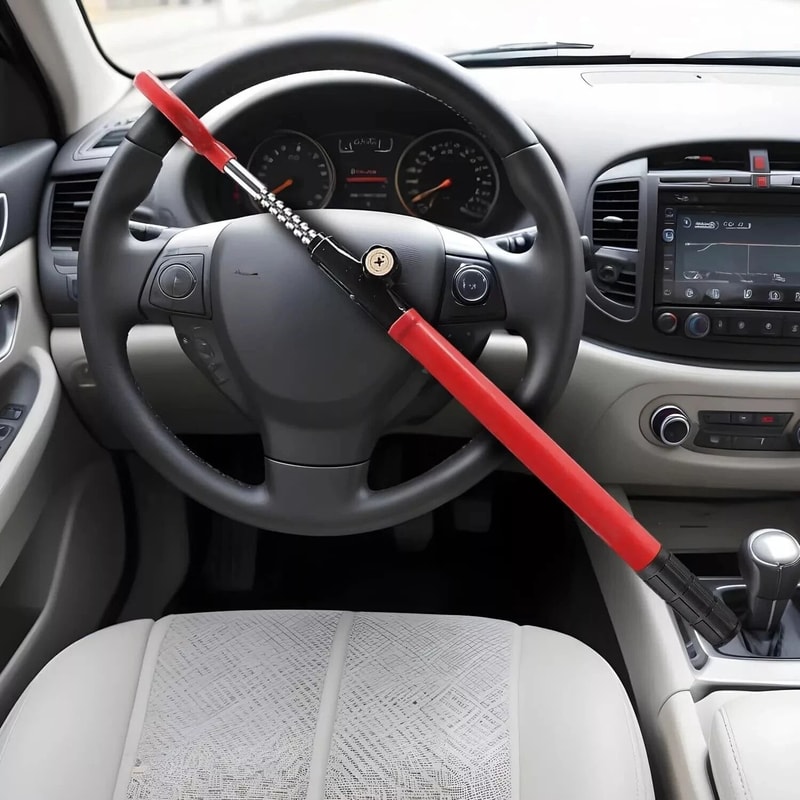 Steering Wheel Lock With Twin Hooks AntiTheft For Cars Trucks Vans SUVs 4