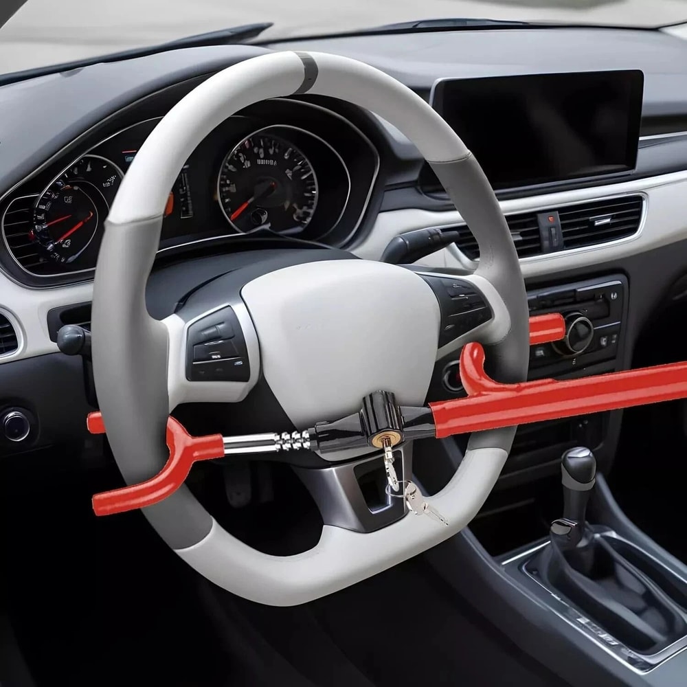 Steering Wheel Lock With Twin Hooks AntiTheft For Cars Trucks Vans SUVs 0