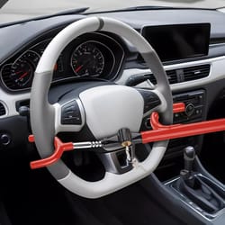 steering wheel lock with twin hooks - anti-theft for cars, trucks, vans & suvs