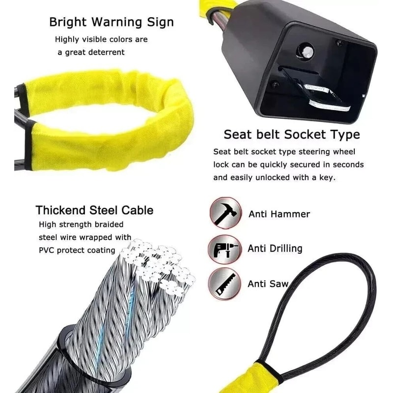 Universal AntiTheft Steering Wheel Lock For Car Truck And SUV Security 4