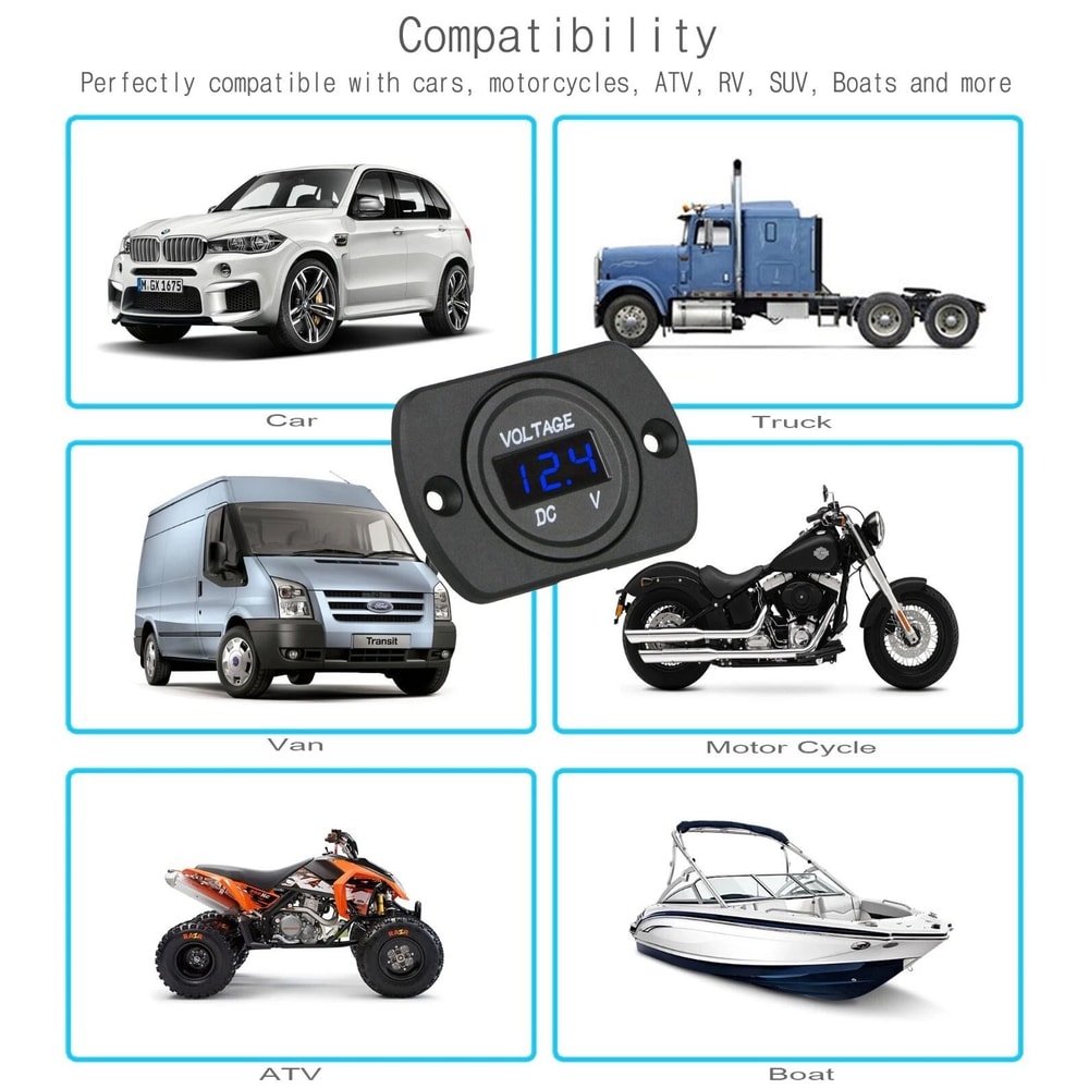 Digital Waterproof Voltmeter Gauge For Car Motorcycle Auto Meter 1