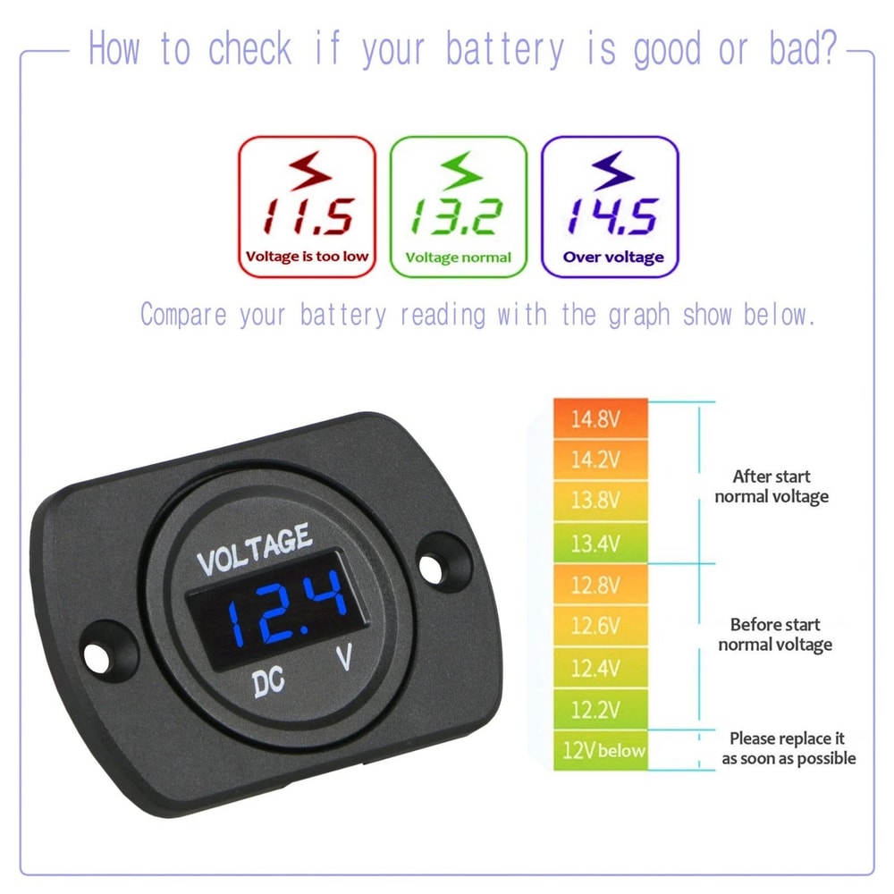 Digital Waterproof Voltmeter Gauge For Car Motorcycle Auto Meter 2