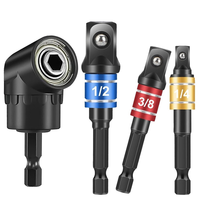 Socket Adapter Impact Hex Shank Drill Bits Set With Right Angle Extension 6