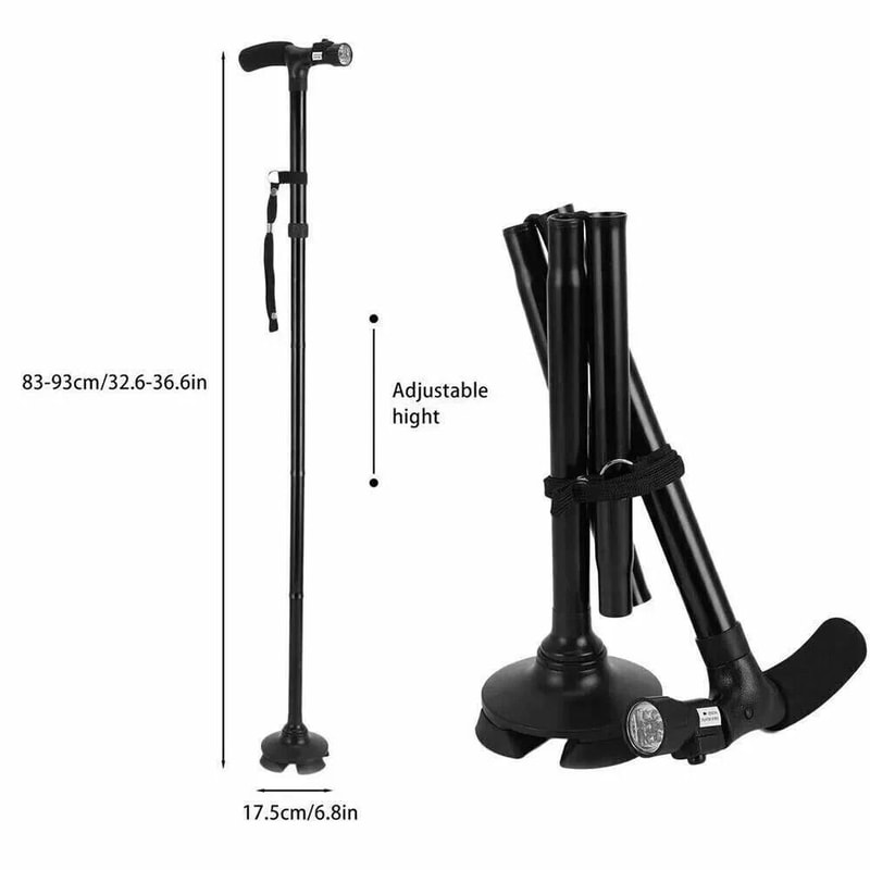 Adjustable Folding Walking Cane With LED Light Portable Lightweight Walking Stick With Carrying C 4