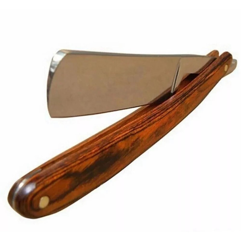 Classic Barber Beard Shaving Straight Edge Razor With Metal Wood Handle USA Style 1