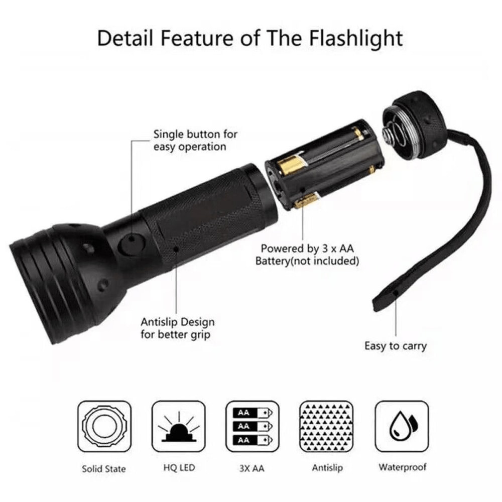 LED Flashlight Blacklight Inspection Lamp Torch Light For Detection Security 7