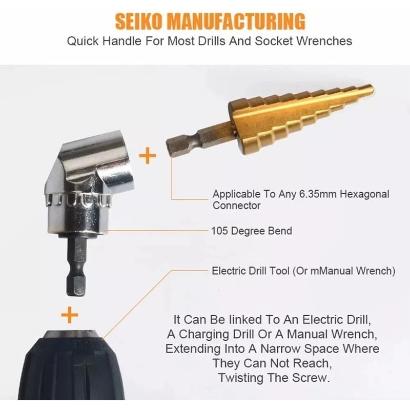 Right Angle Drill Attachment Impact Grade Socket Adapter Set Essential Tool For Tight Spaces 7