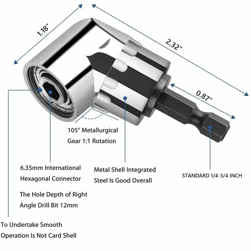 Right Angle Drill Attachment Impact Grade Socket Adapter Set Essential Tool For Tight Spaces 4