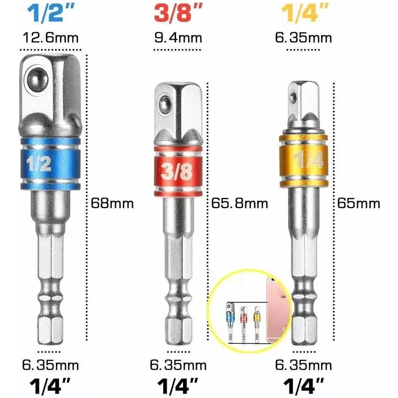 Right Angle Drill Attachment Impact Grade Socket Adapter Set Essential Tool For Tight Spaces 3