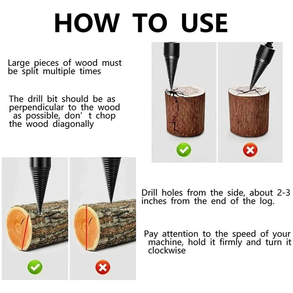 HighSpeed Twist Firewood Drill Bit Set Wood Splitter Screw Cone Driver For Efficient Log Splitting 4