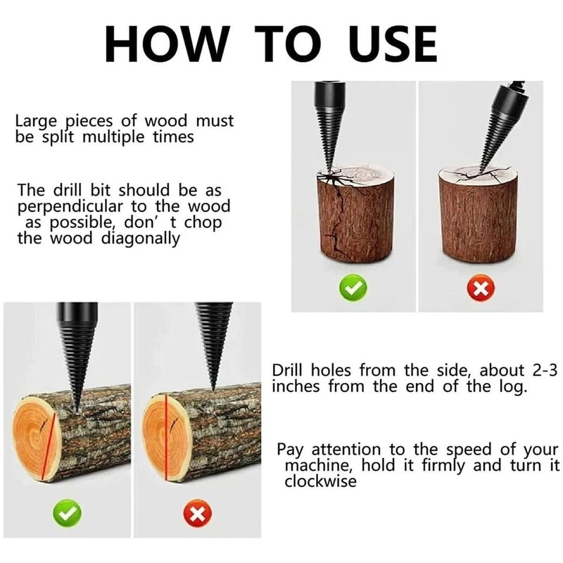 HighSpeed Twist Firewood Drill Bit Set Wood Splitter Screw Cone Driver For Efficient Log Splitting 4