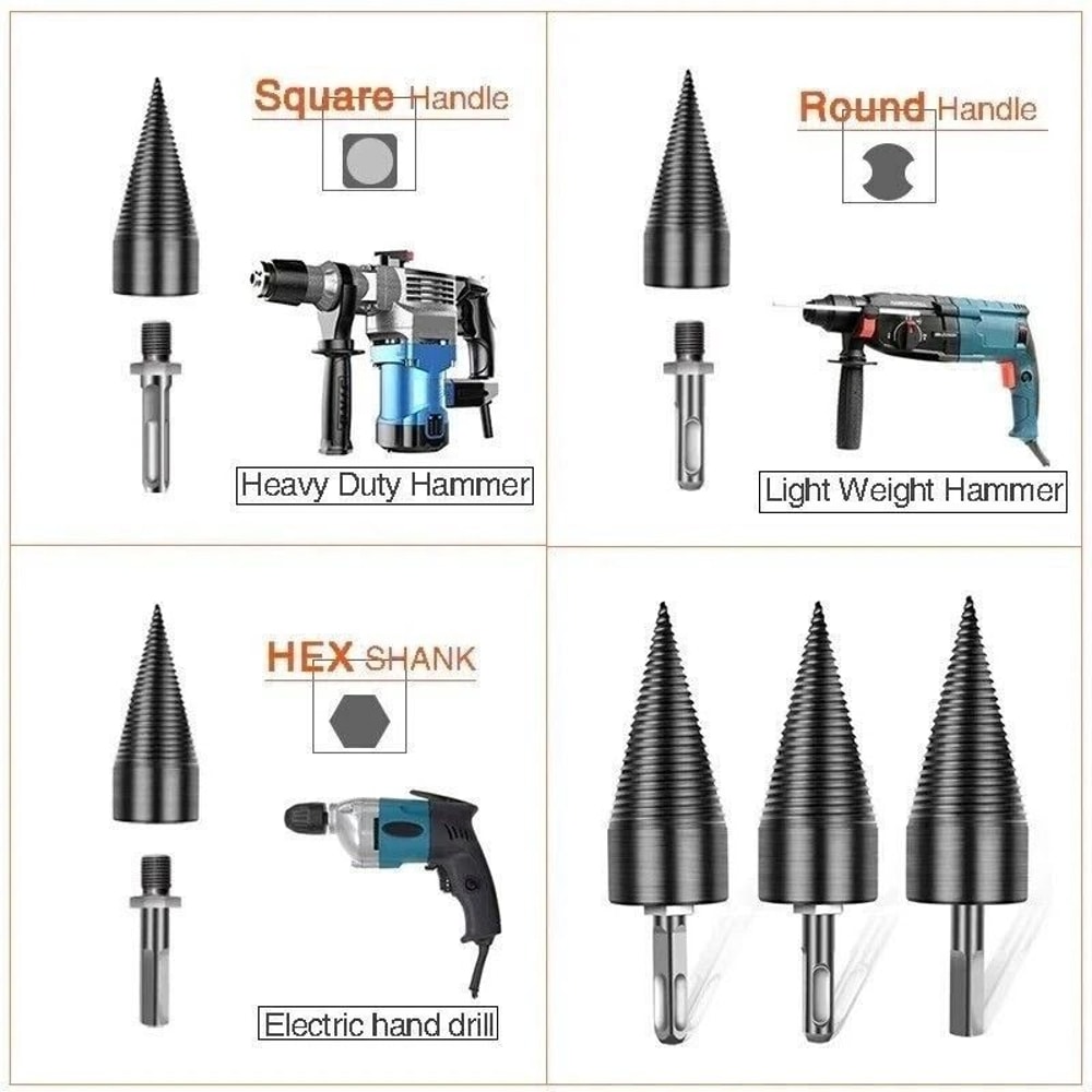 HighSpeed Twist Firewood Drill Bit Set Wood Splitter Screw Cone Driver For Efficient Log Splitting 6