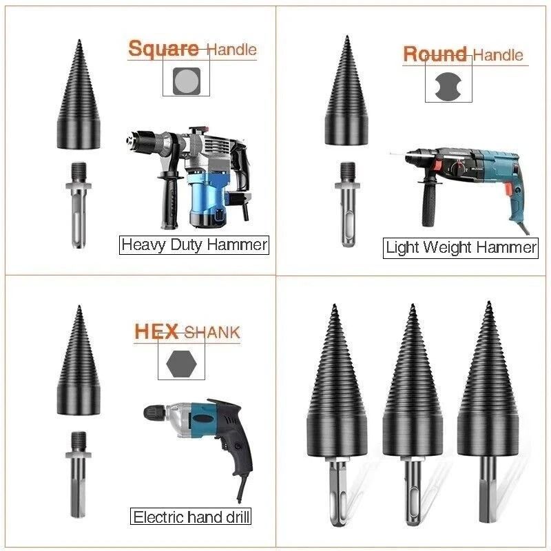 HighSpeed Twist Firewood Drill Bit Set Wood Splitter Screw Cone Driver For Efficient Log Splitting 6