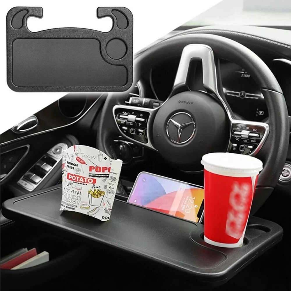 Car Steering Wheel Tray Desk DualSided Work Snack Holder For Laptop Drinks Food 0