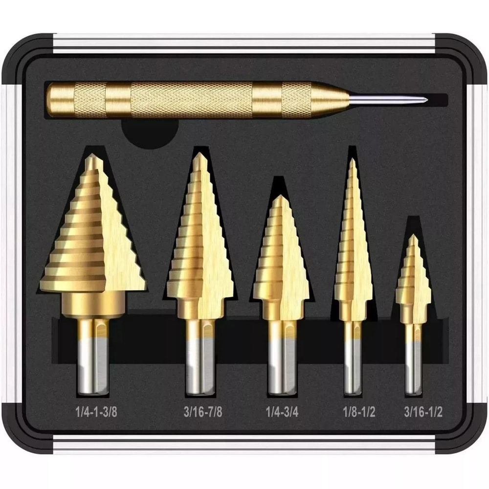 Titanium Coated Step Drill Bit Set HighSpeed Steel For Metal Wood Plastic 6