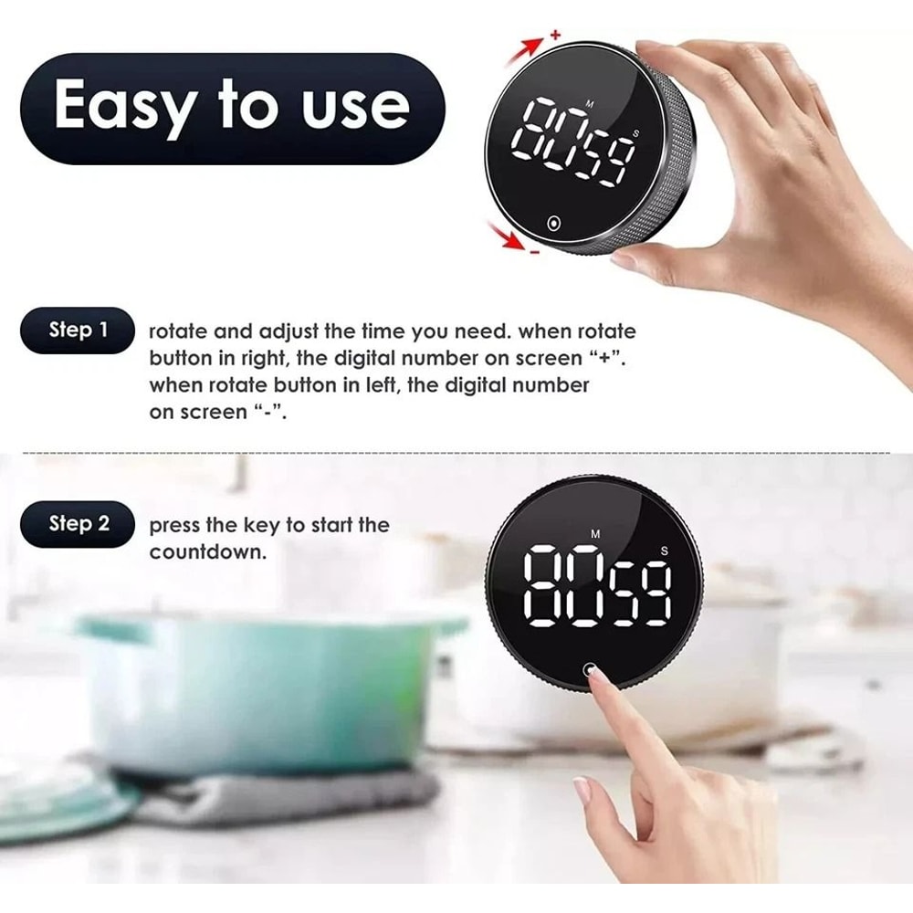 Large LCD Digital Kitchen Timer Loud Alarm Magnetic Back Countdown Up Function 6