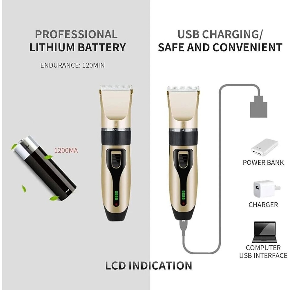 Dog Cat Grooming Kit Cordless Rechargeable Hair Clipper Trimmer Set For Pets 6