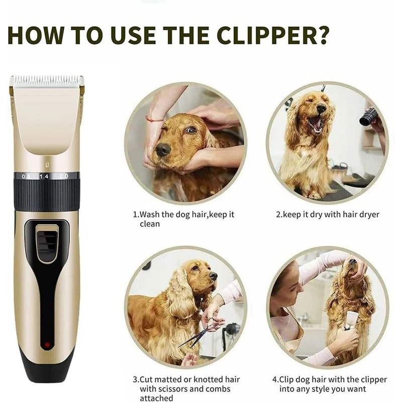 Dog Cat Grooming Kit Cordless Rechargeable Hair Clipper Trimmer Set For Pets 8